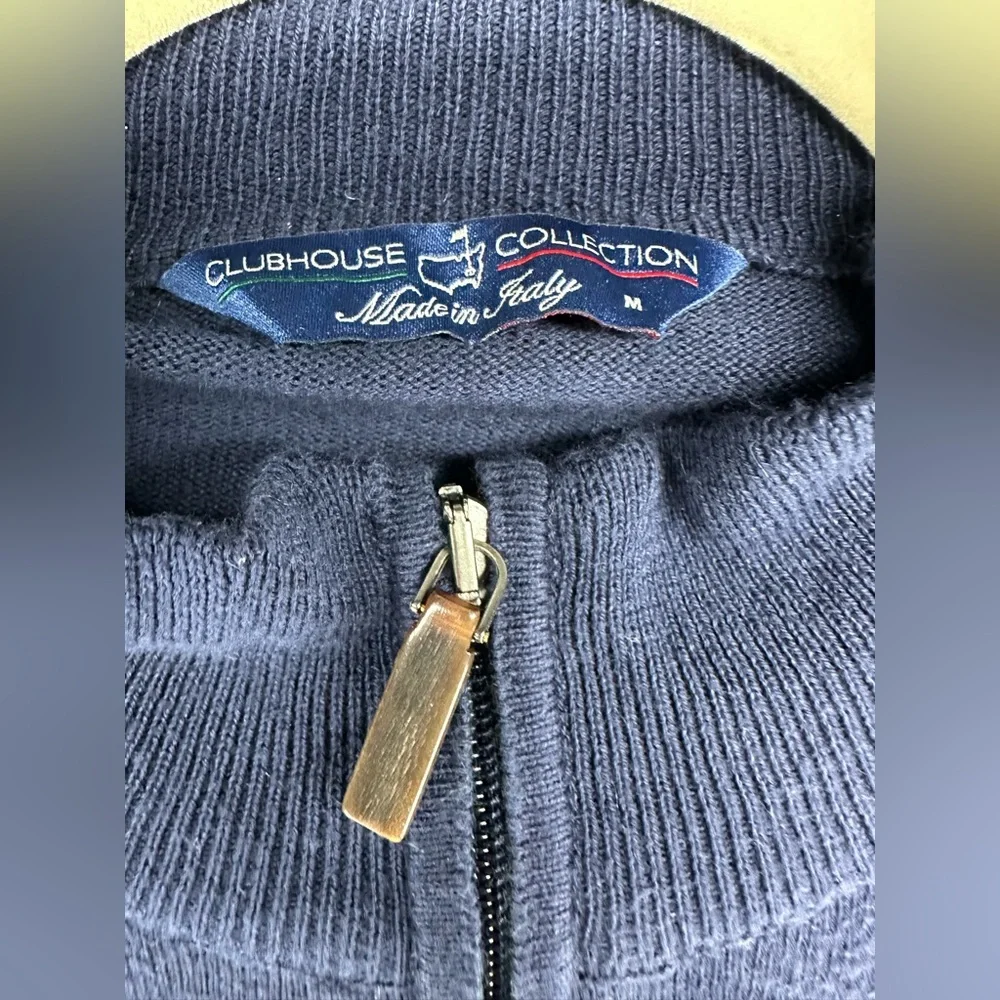 Clubhouse Collection‎ Masters 1/4 Zip Sweater Cashmere Blend Navy Mens Size M